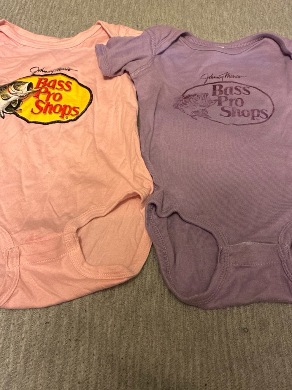 Bass Pro Shops Pastel Pink and Lavender Baby Bodysuits - 2 Pack